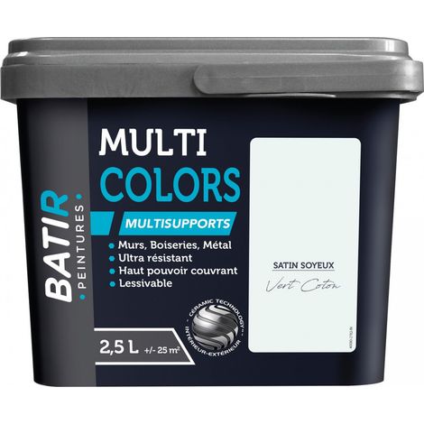Peintures Multi Colors BÂTIR Satin Soyeux Vert coton 2,5 L