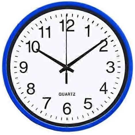 Horloge murale silencieuse sans tic-tac, grand cadran, ronde - FS - bleue (1/5)