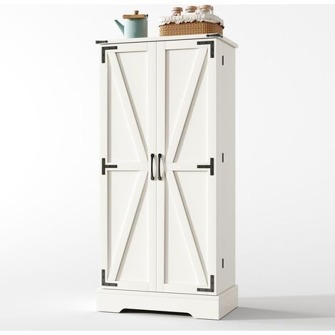 Buffet de cuisine 128,5 cm – Meuble de rangement style campagne avec LED, 2 portes et étagères réglables – Pour salon ou petite salle à manger (1/5)