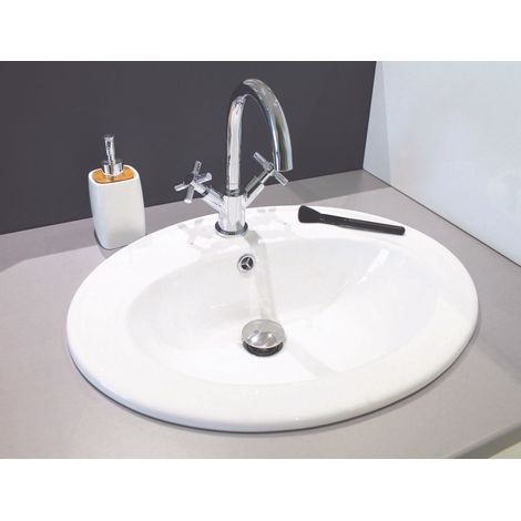 ONDEE - Lavabo ovalado empotrado ZOE - Blanco - 41cm - Porcelana - con rebosadero