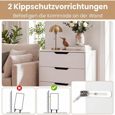 Modern White 3-Drawer Dresser with Metal Legs (1/5)