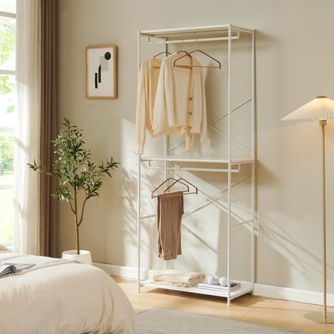 Portant à vêtements Verdfjorg avec 2 étagères 200 x 80 x 40 cm blanc [en.casa] (1/5)