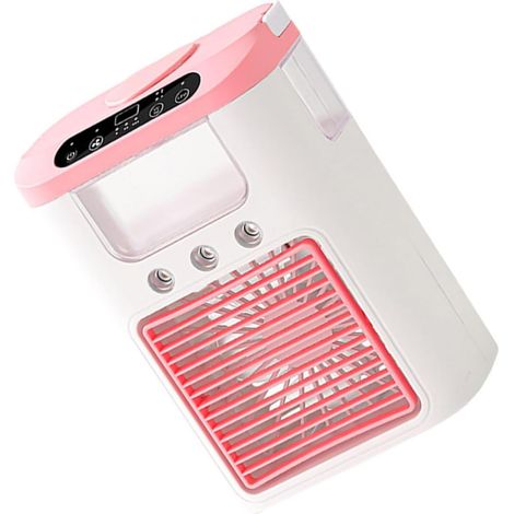 Ventilateur de refroidissement à air portable avec 3 réglages de vitesse, lumière LED de refroidissement pour dortoir, bureau, chambre à coucher, brumisation, Rose (1/5)