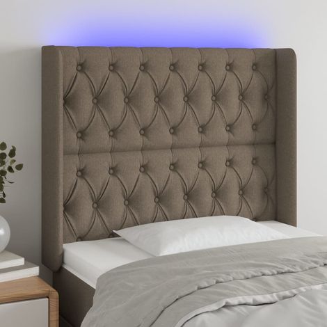 Tête de lit à LED Taupe 93x16x118-128 Tissu (1/5)