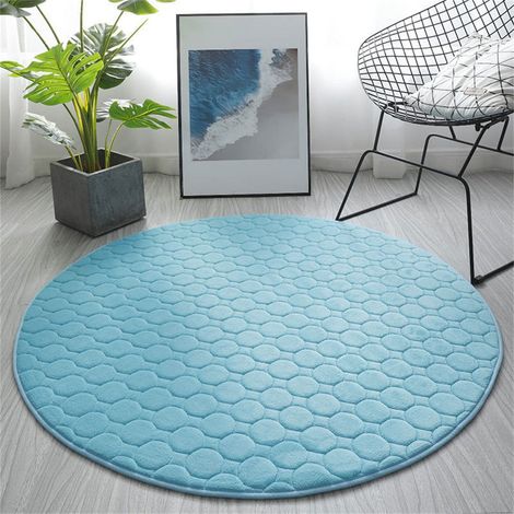 Tapis De Bain Ronde - Mousse Mémoire - Absorption Eau Rapide - Antidérapant - Doux Et Épais - Pour Salle De Bain Chambre Ou Salon - 80 X 80 Cm (1/4)