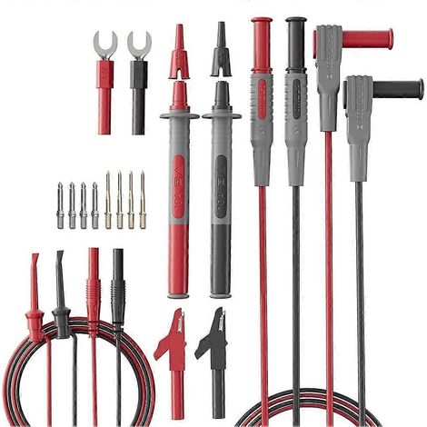 Kit de 22 cordons de test en silicone pour multimètre et sonde arrière - Sondes modulaires de qualité supérieure pour voltmètre avec pinces crocodiles (1/5)
