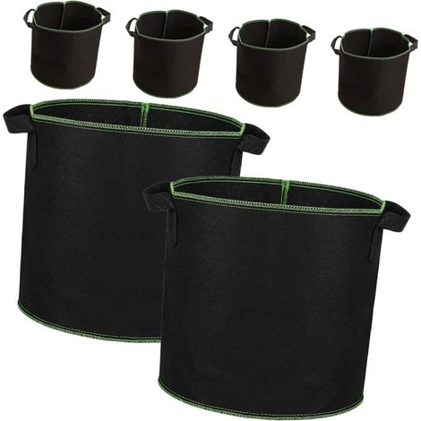 Lot de 24 Pots en Tissu Non-tissé - 16L avec Poignées - Pour Légumes et Fleurs - Jardinage Intérieur et Extérieur - Noir (1/5)