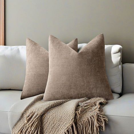 American Retro Soft Textured Chenille Throw Pillow Cover, Solid Color, Sofa Cover (without insert) -- Brown -- 6060