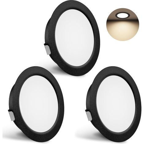 Set de 3 Spot LED Encastrable 230V 3W 4000K Blanc Neutre, 15mm Extra Plat Spots de Plafond 300LM Découpe du Plafond 55-58mm, IP44 Spot Salle de Bain, Blanc (1/5)