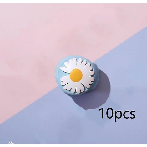Packung mit 10 blauen Sicherheitsverschlüssen von Little Daisy für Bettbezüge, Sofabezüge und Laken – nadelfrei, unsichtbar, rutschfest und sicher, um ein Lösen von Fäden zu verhindern. (1/4)