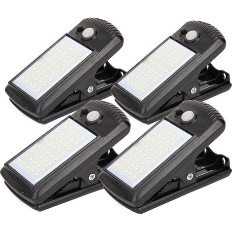 Lot de 4 lampes solaires à détecteur de mouvement Clip Lights, Éclairage Extérieur à Clipser 40 LED 2 Modes IP65 Étanche, Pour Parasol Terrasse Garage Camping Tente Randonnée (1/5)
