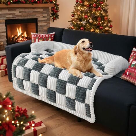 QORVA-Housses de canapé pour Animaux de Compagnie, Tapis de lit pour canapé pour Chien, Housse de canapé Lavable en Peluche pour Chien, Tapis de Protection de Meuble pour canapé pour Chiens et Chats