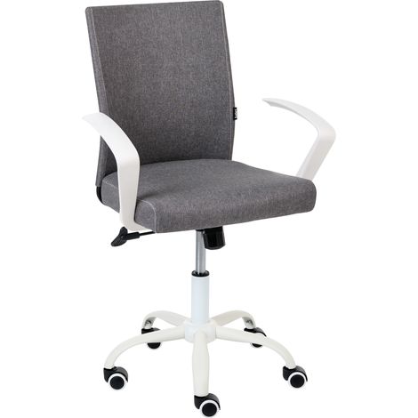 Silla de oficina giratoria con altura y respaldo ajustables tapizada en tela gris oscuro Modra