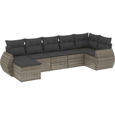 Maison Exclusive - 7-tlg. Garten-Sofagarnitur mit Kissen Grau Pol
