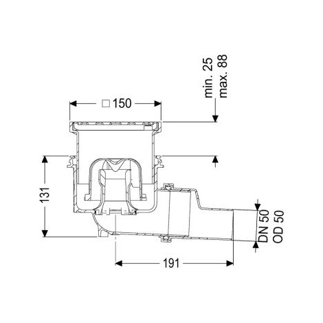 KESSEL 45150.11 Siphon de sol/plafond Practicus