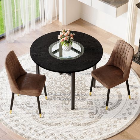 Ensemble table à manger ronde 100 cm avec 2 chaises brunes DESVIAE (1/5)