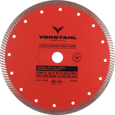 Disque diamanté pour la découpe de carreaux en grès cérame 230 mm Vorstahl (1/4)
