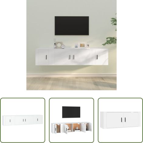 Fernsehschrank -  3-tlg. TV-Schrank-Set Weiß Holzwerkstoff (1/5)