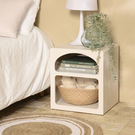 HELENA - Chevet 2 niches 45x40cm en bois peint couleur beige (1/5)