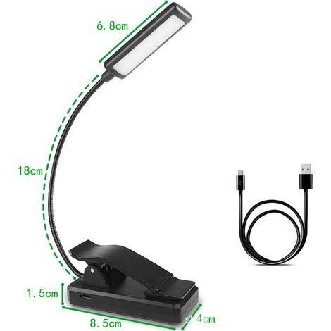 LEDs Liseuse Lampe Clip USB Rechargeable, 360°Cou Flexible, 2 Température de Couleur(Blanc/Chaud), Mini Veilleuse pour Lire au Lit,Enfant,Voyage,Camping [Classe énergétique A+++] (1/5)