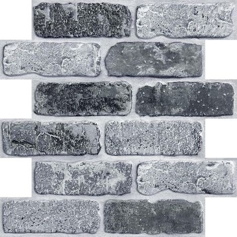 Panneaux Muraux 3D Adhesif Brique, 10 Pièces, 30x30 cm, Gris PVC Autoadhésif Panneaux Muraux 3D Pierre Décoration Pour Cuisine, Salle de Bains, Balcon (1/5)