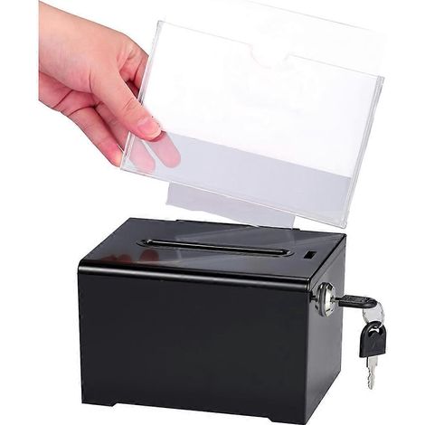 Spendenbox mit Schloss - Acryl-Vorschlagsbox mit Einwurfschlitz, schwarz