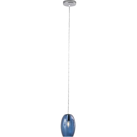 Suspension ronde Talisker en verre bleu E14 IP20 - Lustre à lumière directe en verre fait main pour l'intérieur - Groupe Rossini (1/5)