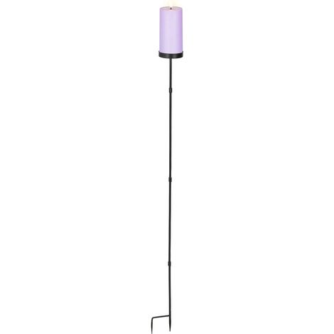 Lumineo Solar Kerze auf Stab lila Ø 7 cm H: 117 cm - Kunststoff - Eisen (1/2)