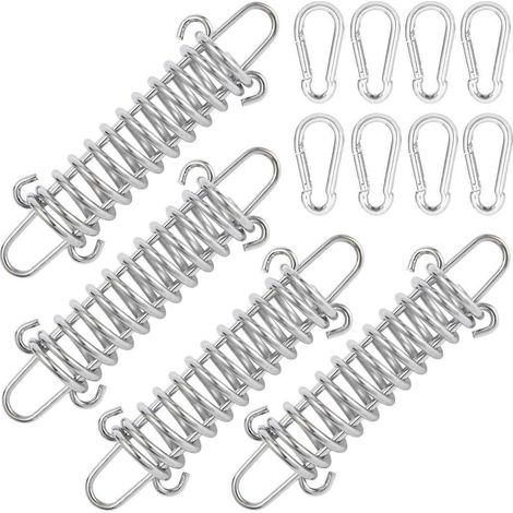 Lot de 4 clips à ressort pour tente, connecteurs de mousqueton pour corde de tente, ressorts amortisseurs, pour sangles paracorde, voile d'ombrage (1/5)