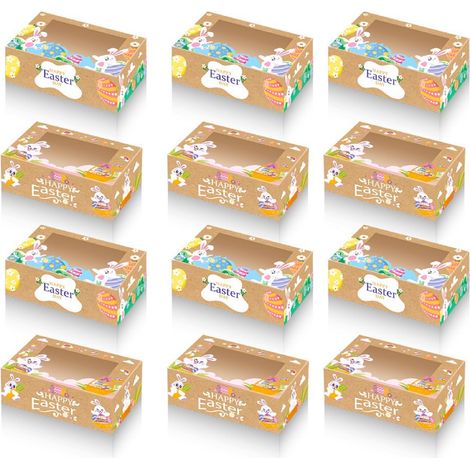 Boîte À Bonbons - Boîte À Gourmandises En Carton Pour Fête De Pâques - 22,5 cm - Assortiment De Motifs Printaniers - 12 Pièces (1/5)