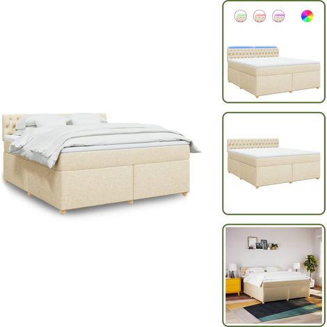 vidaXL Boxspringbett mit Matratze Creme 180x200 cm Stoff (1/5)