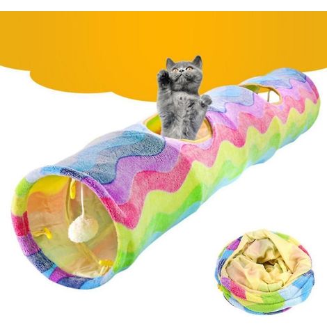 Tunnel arc-en-ciel pour chat, jouet interactif pliable pour chat, tunnel pour chat (1/5)