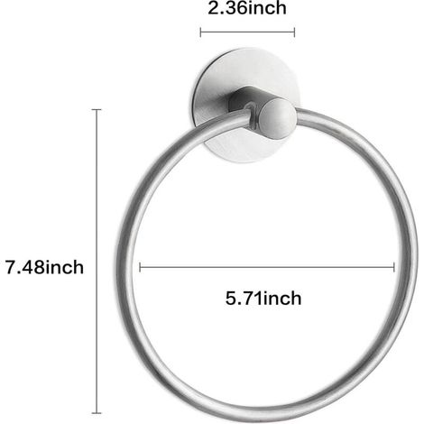 Anneau porte-serviettes adhésif, support mural, anneau porte-serviettes auto-adhésif, acier inoxydable SUS304 de qualité supérieure, nickel brossé antirouille, porte-serviettes (1/4)