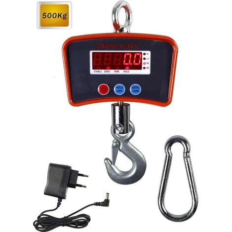 Bilancia digitale 500 kg con gancio da gru in acciaio industriale peso capacità fino a 500kg con Display Lcd retroilluminato pesa bagagli valigia e per pesca (1/2)