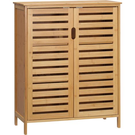 MOBILE BAGNO MODERNO A 2 ANTE CON 2 RIPIANI 68X32X86 CM COLOR LEGNO (1/5)