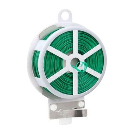 Attaches de jardin - 100 m de longueur - PVC durable - Fil métallique intérieur - Vert - Facile à couper (1/5)