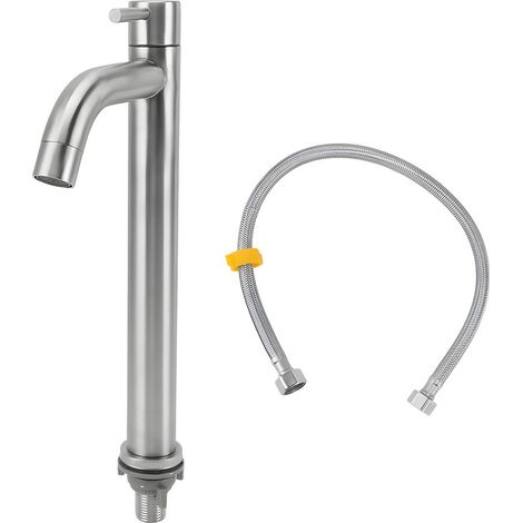 Robinet de cuisine d'eau froide simple, robinet de salle de bains à trou unique en acier inoxydable,pour maison appartement cuisine salle de bain (1/5)