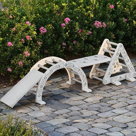 Triangle d'escalade 8-en-1 pour enfants avec toboggan 279 x 80 x (1/5)