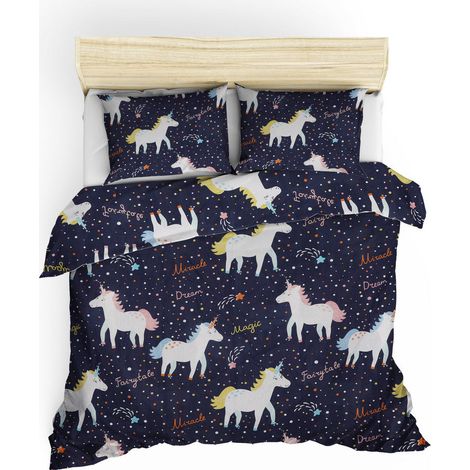 Copripiumino, copripiumino, biancheria da letto Set Dark Blu Bianco Giallo (1/4)