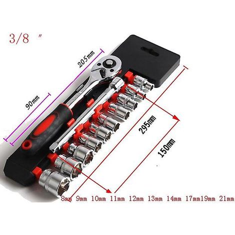 3/8" Cr-V Universal-Steckschlüssel-Drehmomentratschen-Set für Fahrzeuge
