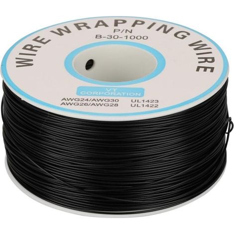200m Rouleau de Câble Électrique 0.25mm 30AWG 80℃ Câble de Test Isolant PVC Fil Électrique en Cuivre Etamé à un Noyau pour Wrapping (Noir) (1/5)