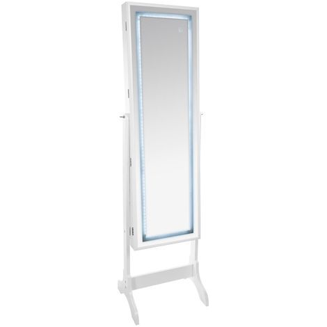 Armoire à bijoux LED blanche - L. 34 x H. 117 cm -PEGANE- (1/5)