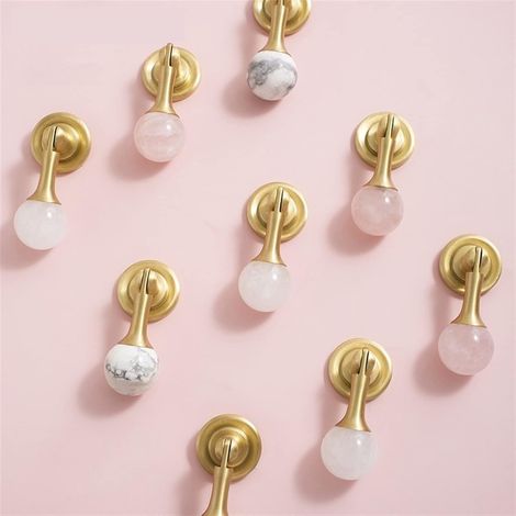 Boutons en pierre de cristal, poignées et porte coiffeuse blancs (1/5)