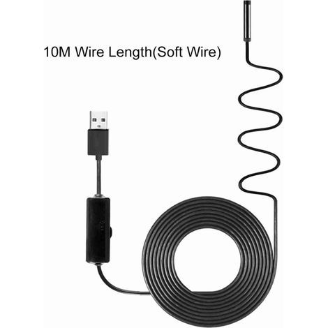 Caméra d'inspection endoscope industriel avec 8 LEDs intégrées objectif 8mm étanche IP67 endoscope USB (câble souple 10m)