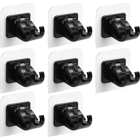 Lot de 6 supports de tringle à rideaux autocollants dimensions 6 x 6 cm sans perçage pour rideaux armoires et tringles à rideaux couleur noire (1/5)