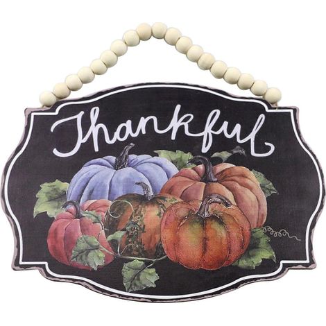 Herbstliches Türschild mit Kürbismotiv, hängend, Perlenbesatz, Wanddekoration für Zuhause