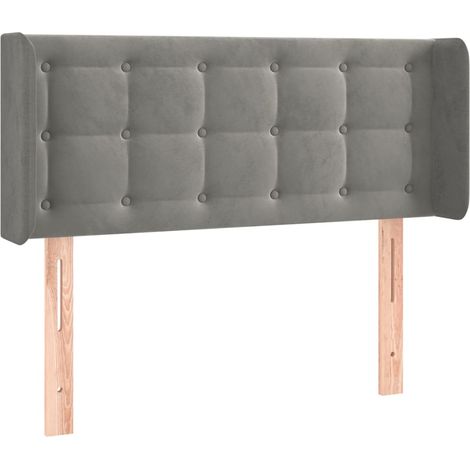 Tête de lit accessoire couchage chambre à coucher meuble avec rebord latéral capitonné 83 x 16 x 78/88 cm tissu velours gris clair TDL0205130