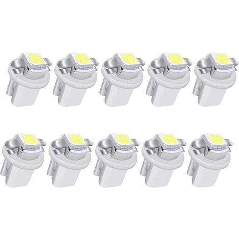 10 ampoules LED blanches T5 B8.5 pour l'éclairage du tableau de bord (1-5050-SMD) pour le compteur de vitesse, l'affichage des instruments et le combiné d'instruments des voitures (1/4)