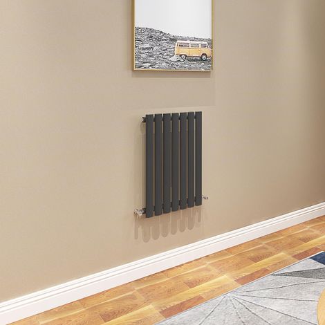 AICA Oval Column Radiator 600x413mm Central Heating Horizontal Single Stylish Black (1/5)