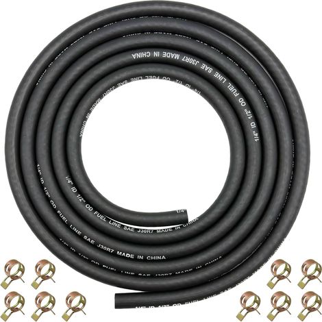 Ø6mm 1/4" Fuel Hose Kit Fuel Hose 2.4 Meter for Small Engines Mini Bike ATV Generator with 10 Pieces Clamps (1/5)